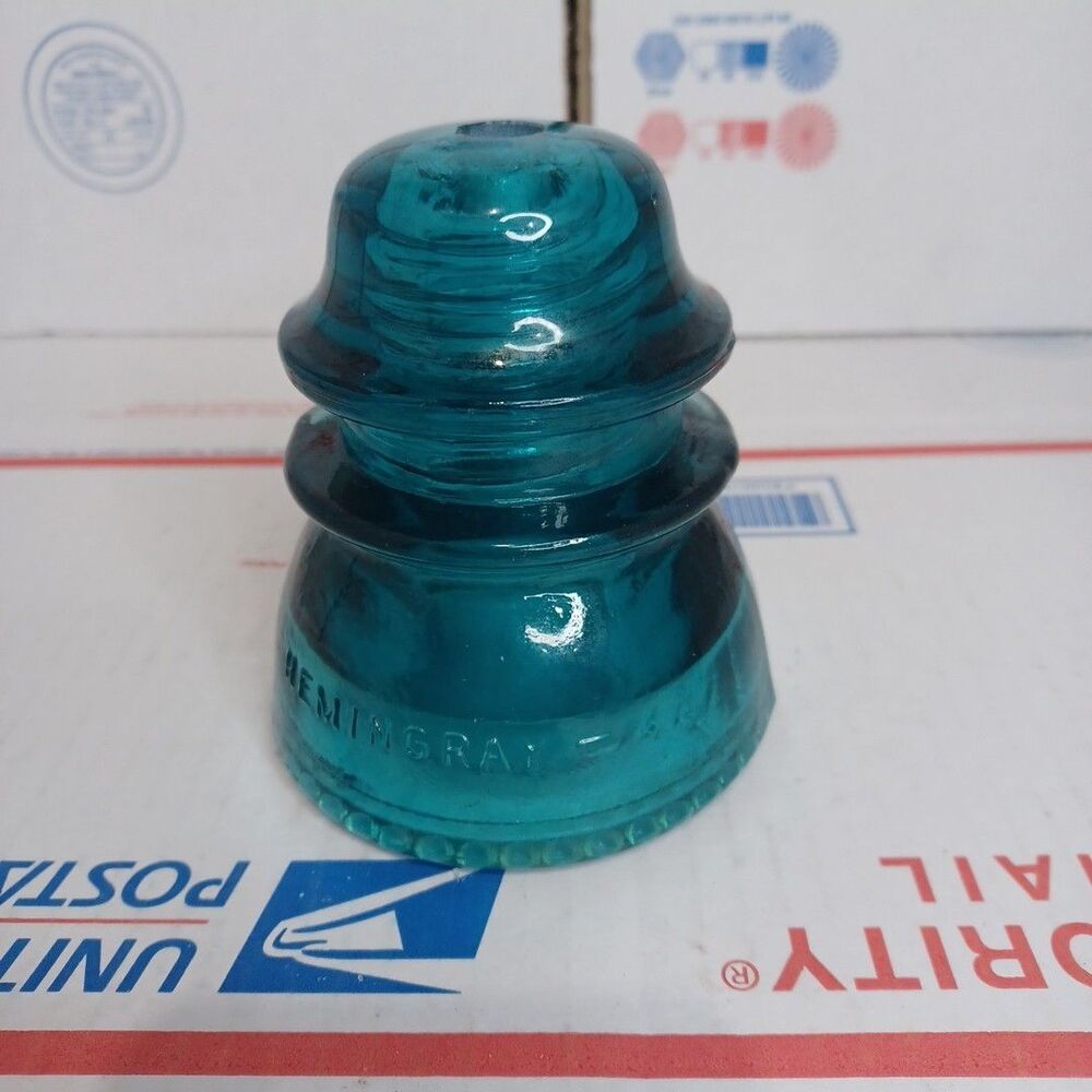 Railroad Glass Insulator Hemingray 42 Predrilled Hole for DIY Lamp Light Project